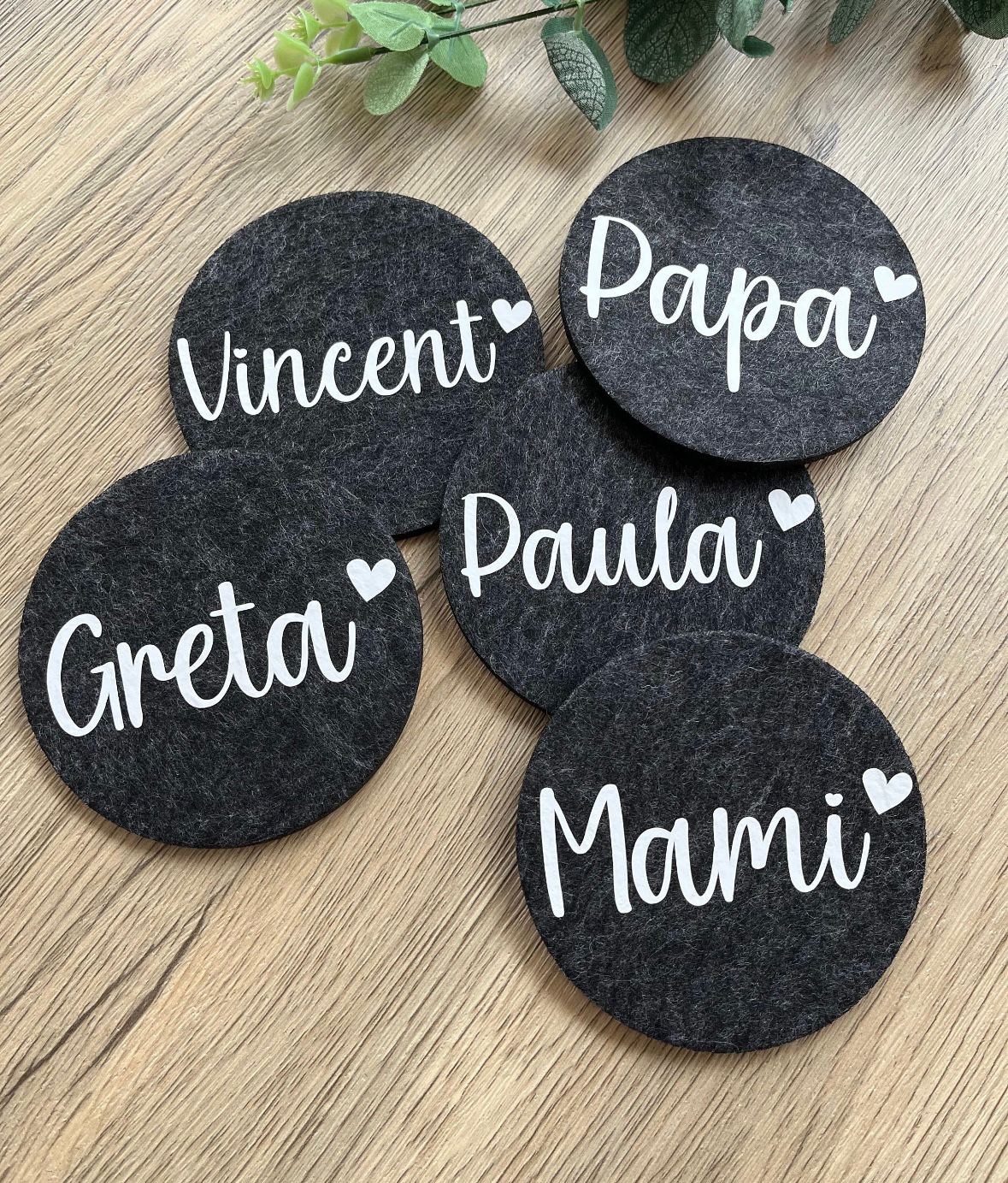 2er / 6er / 10 er Set - Personalisierte Filzuntersetzer - NiJeKra