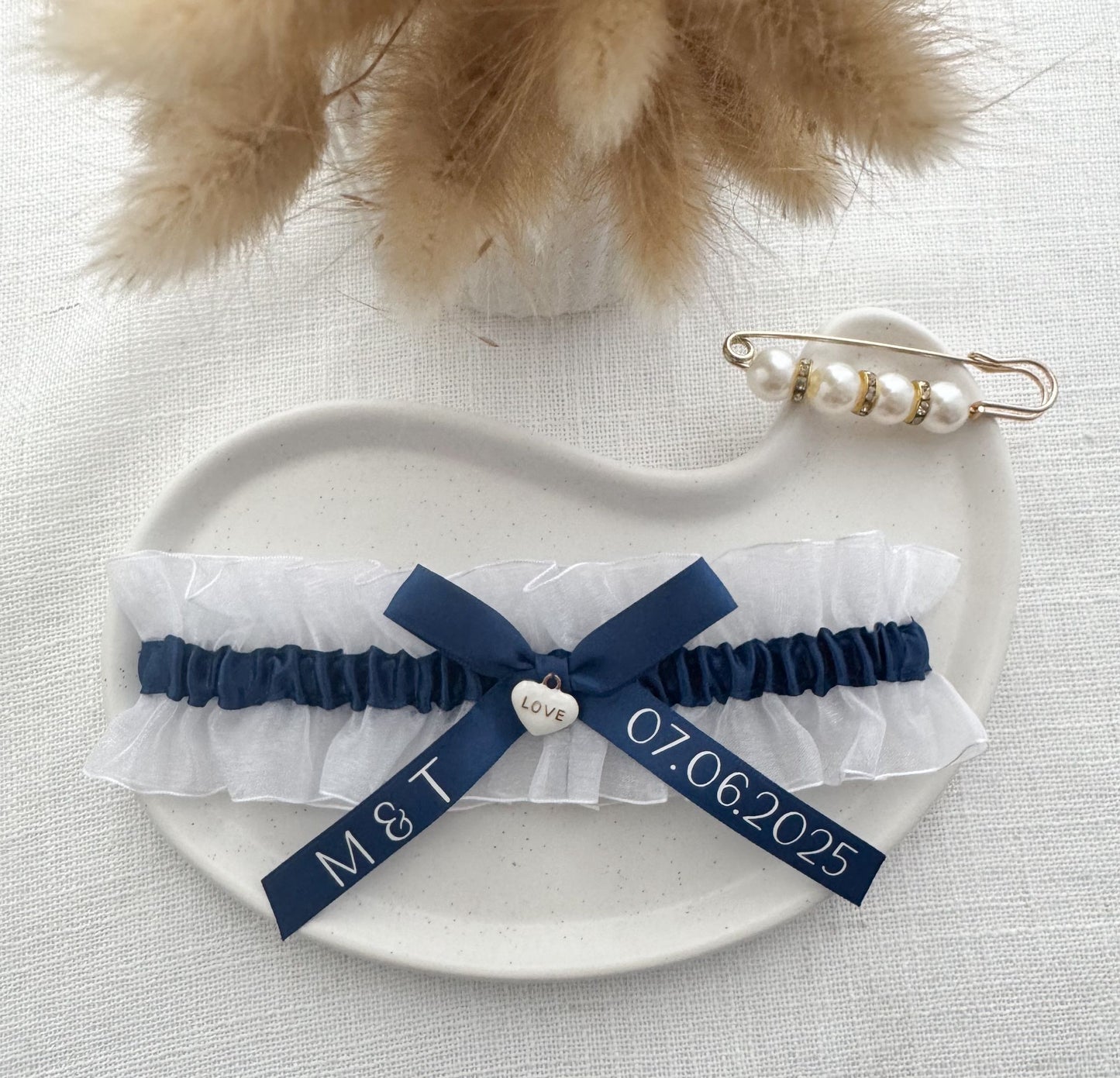 personalisiertes Strumpfband - "BRAUTGLANZ"