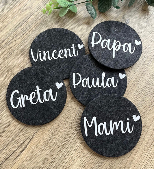 2er / 6er / 10 er Set - Personalisierte Filzuntersetzer - NiJeKra