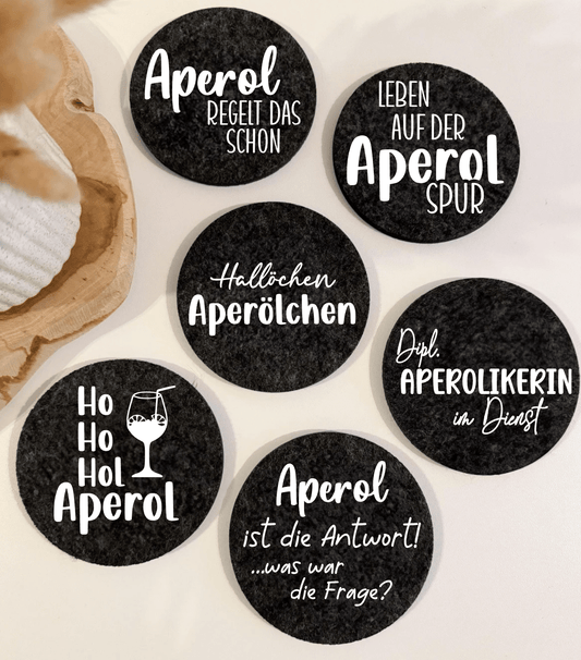 6er Set Filzuntersetzer - "APEROL" - NiJeKra