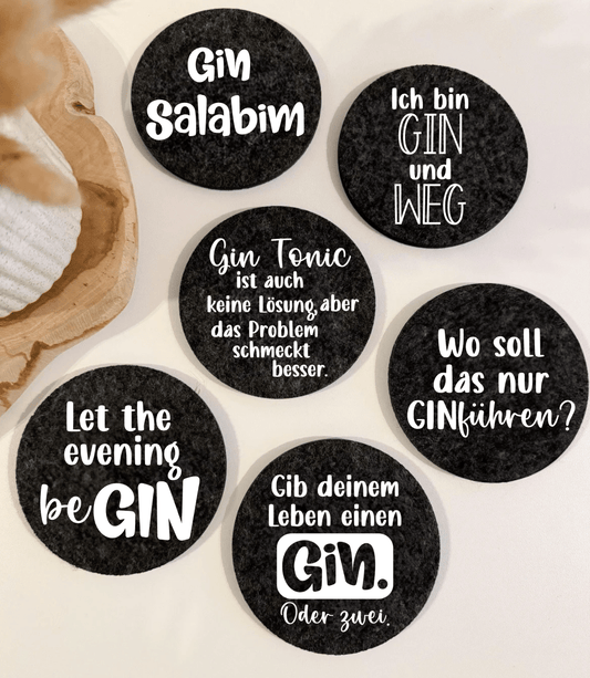 6er Set Filzuntersetzer - "GIN" - NiJeKra