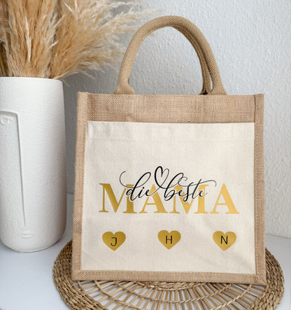 personalisierte Jutetasche - Beste Mama