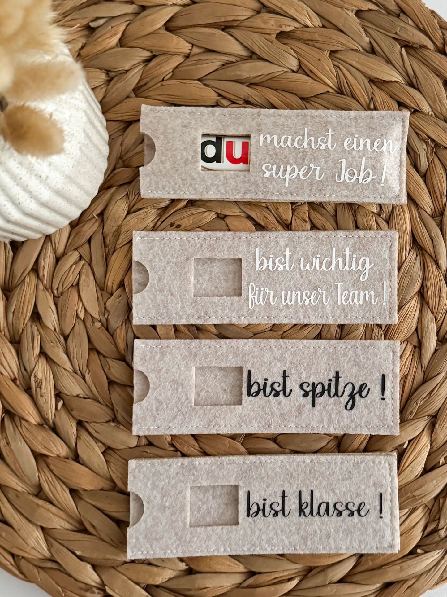 Filzhüllen für Schokoriegel "DU" beige - NiJeKra