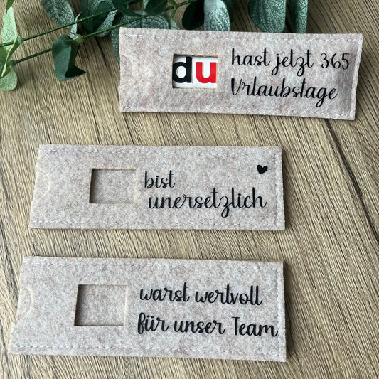 Filzhüllen für Schokoriegel "RENTE" - NiJeKra