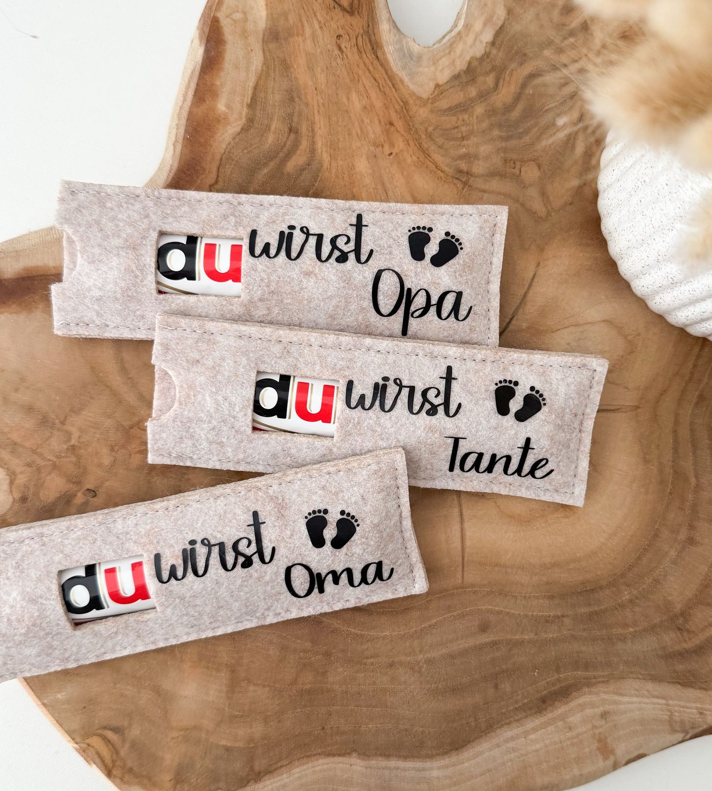 Filzhüllen für Schokoriegel / Schwangerschaftsverkündung - NiJeKra