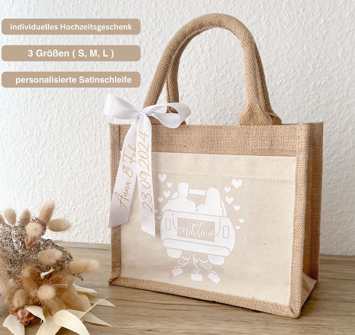 Jutetasche "JUST MARRIED" - NiJeKra