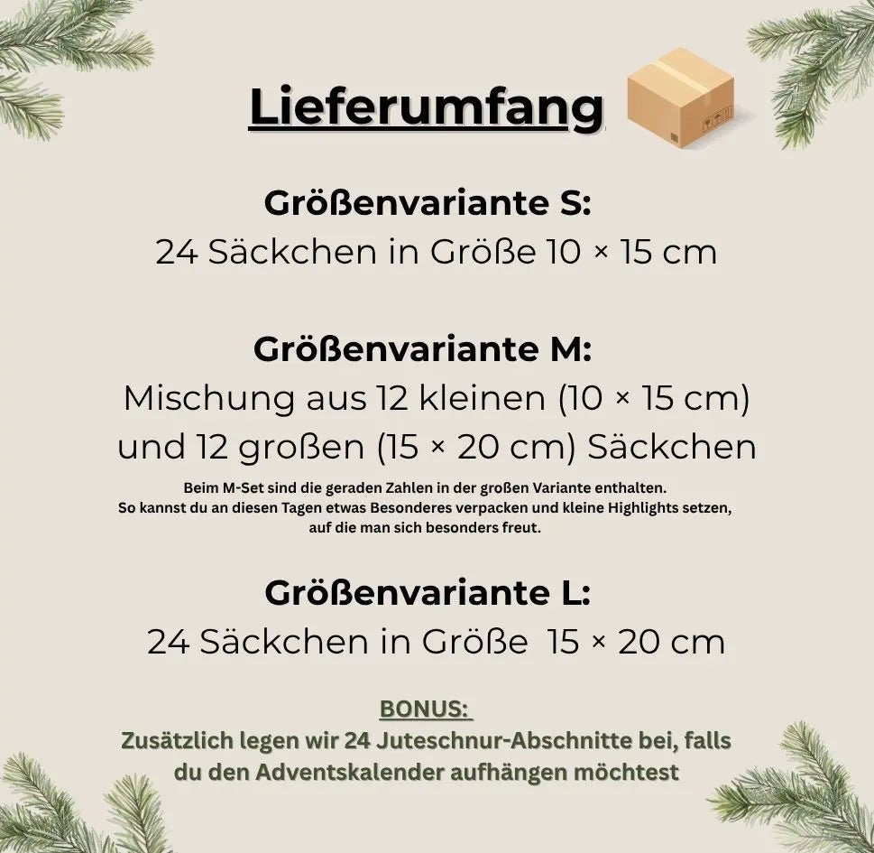 Nachhaltiger Adventskalender / 24 handgemachte Jutesäckchen - NiJeKra