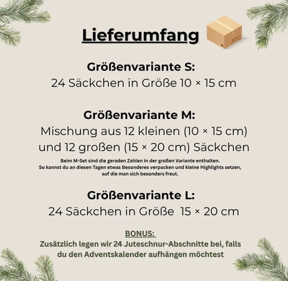 Nachhaltiger Adventskalender / 24 handgemachte Jutesäckchen - NiJeKra